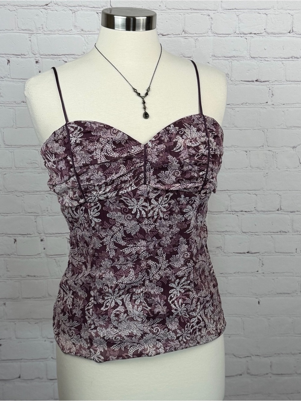 Floral Sweetheart Cami Top in Deep Plum Large Coquette, Mob Wife, Whimsigoth